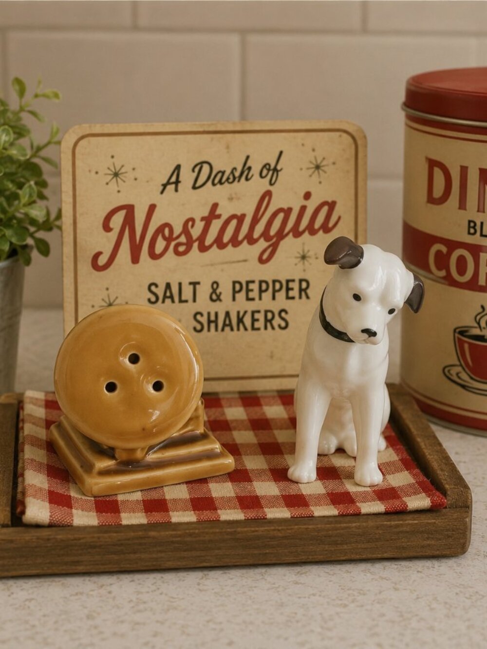 Vintage Nipper RCA Dog & Record Player Ceramic Salt & Pepper Shaker Japan